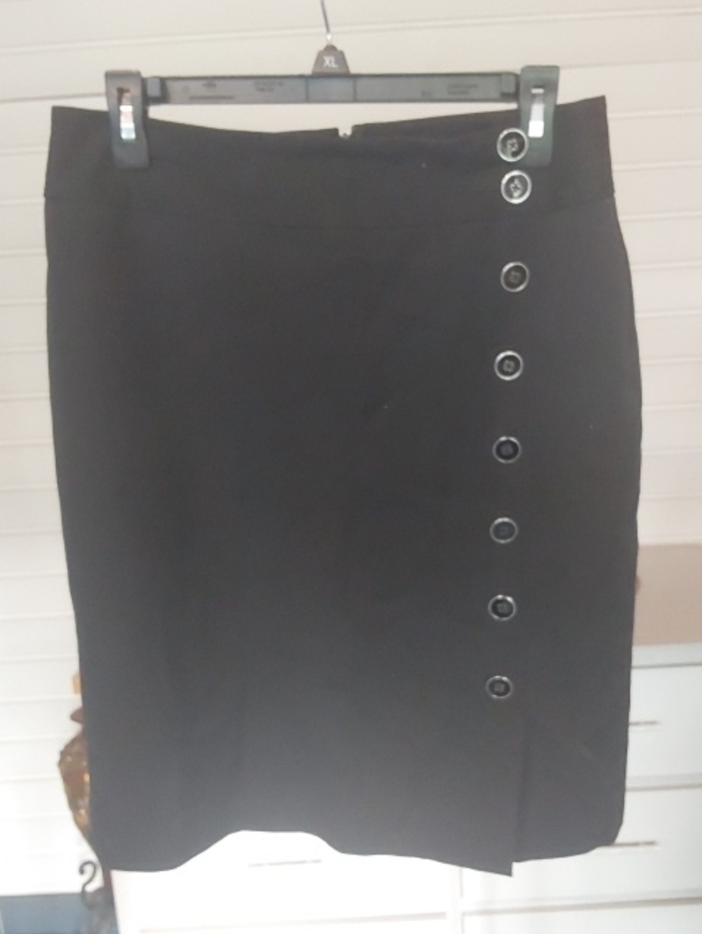 Cato Black Pencil /Mini Skirt with Side Button Detail Size 8